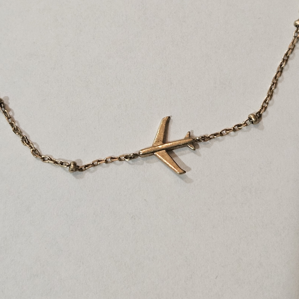 Vintage 80s Gold Plane Bracelet Travel Minimalist Casual Vacation Feminine - Picture 2 of 5